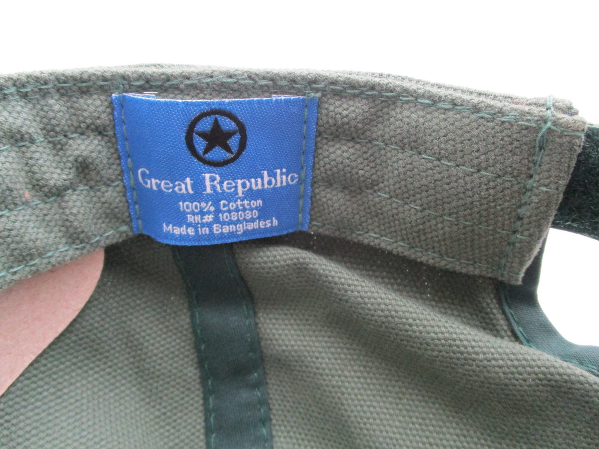 Great Republic Hat Cap Strap Back Mens One Size Green Canvas Solid Baseball8