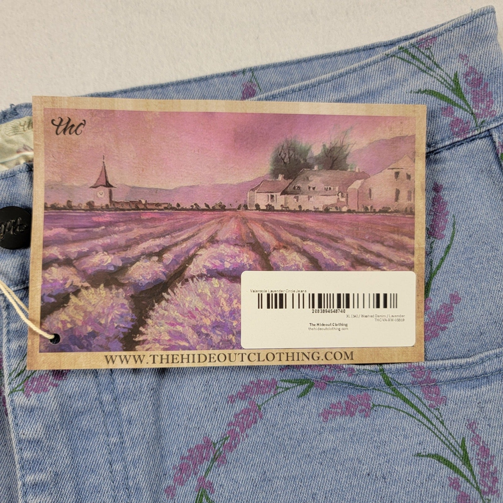 The Hideout Clothing Valensole Lavender Circle Jeans Sz 34 (XL)4