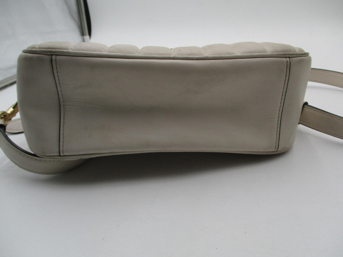 Coach Crossbody Bag Womens Small White Quilted Leather Gold Hardware Zip10