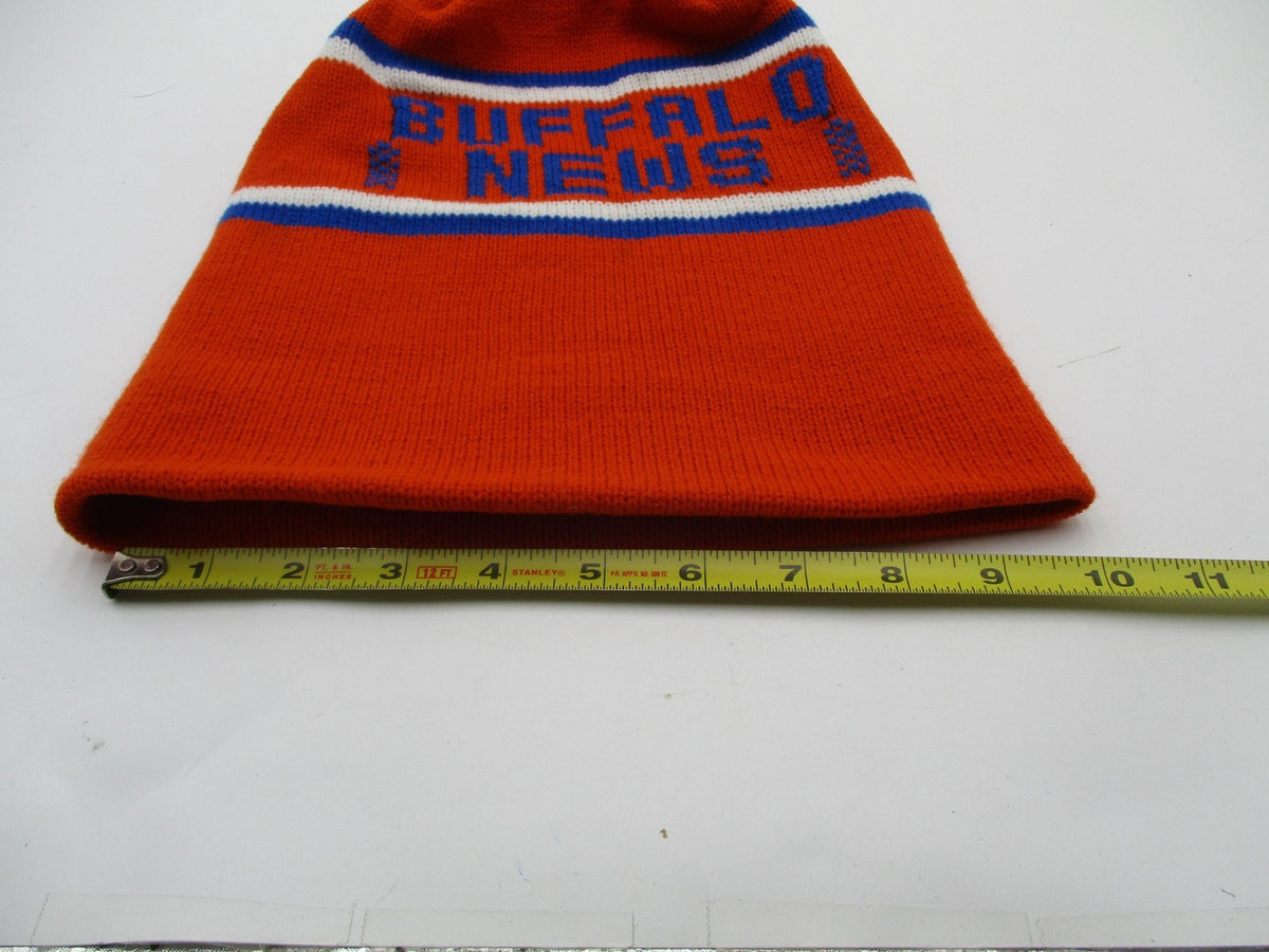 Buffalo News Hat Cap Beanie Mens One Size Orange Knit Striped Logo Winter5