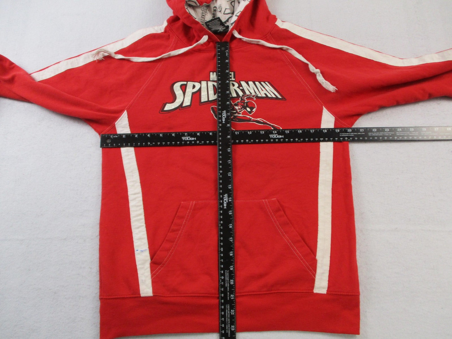 Marvel Hoodie Mens Small Red Pullover Fleece Sweatshirt SpiderMan Graphic Lined10