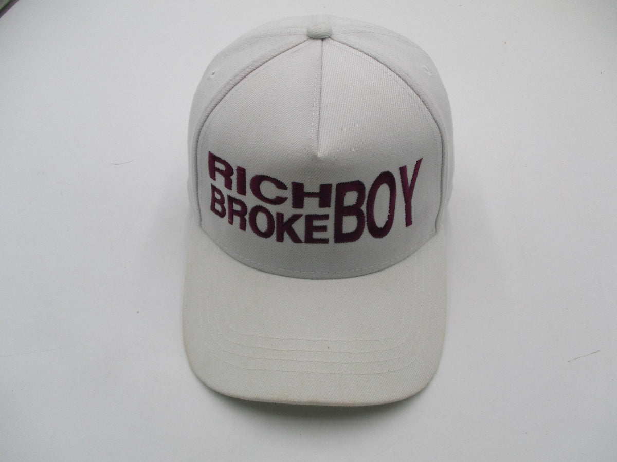Crowns By Lids Hat Cap Snap Back Mens One Size White Rich Broke Boy Funny Slogan2