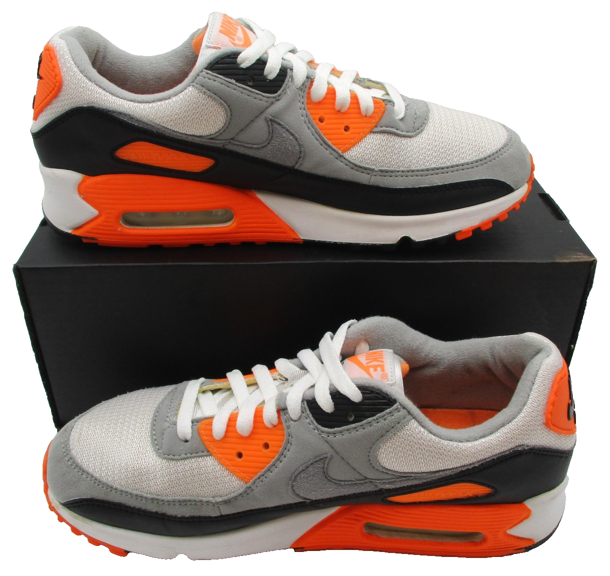Nike Air Max 90 Mens Size 10.5 White Grey Orange Retro Sneakers CW5458-101 (1T6)3