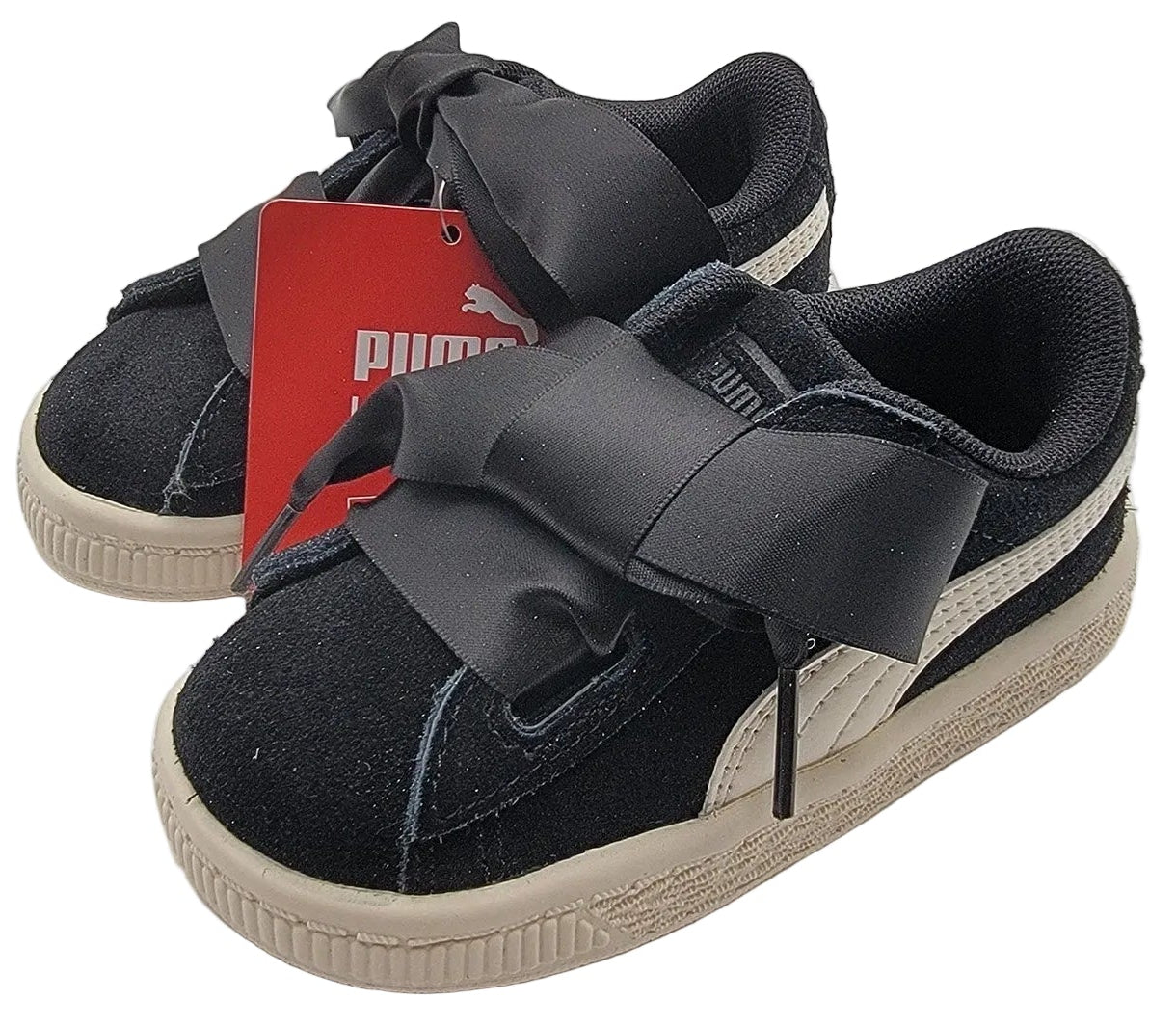 Puma Suede Heart Jewel Inf 'Black White' Sz 6C 365140030