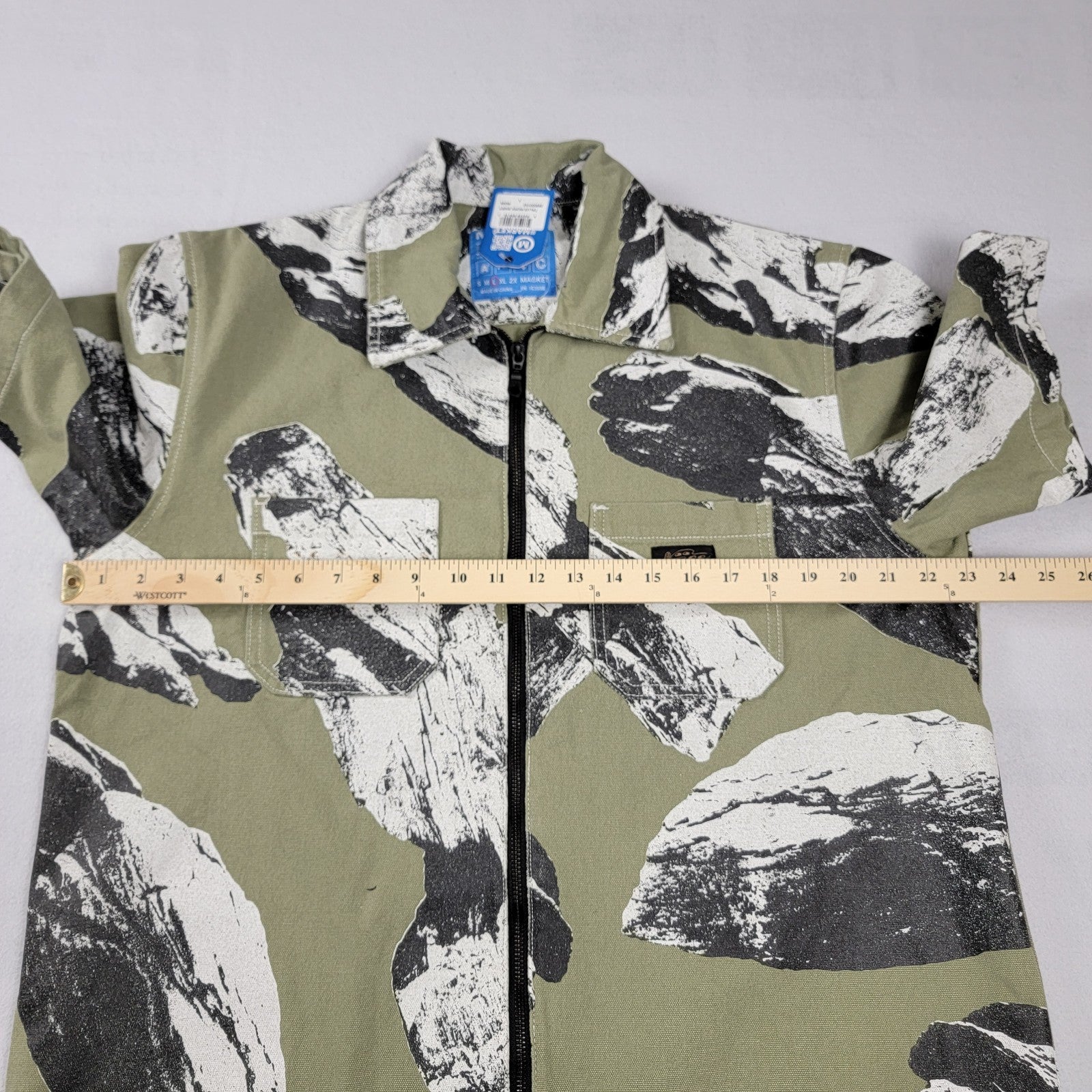 Market Mens Green Talus Work Shirt Short Sleeve Sz L