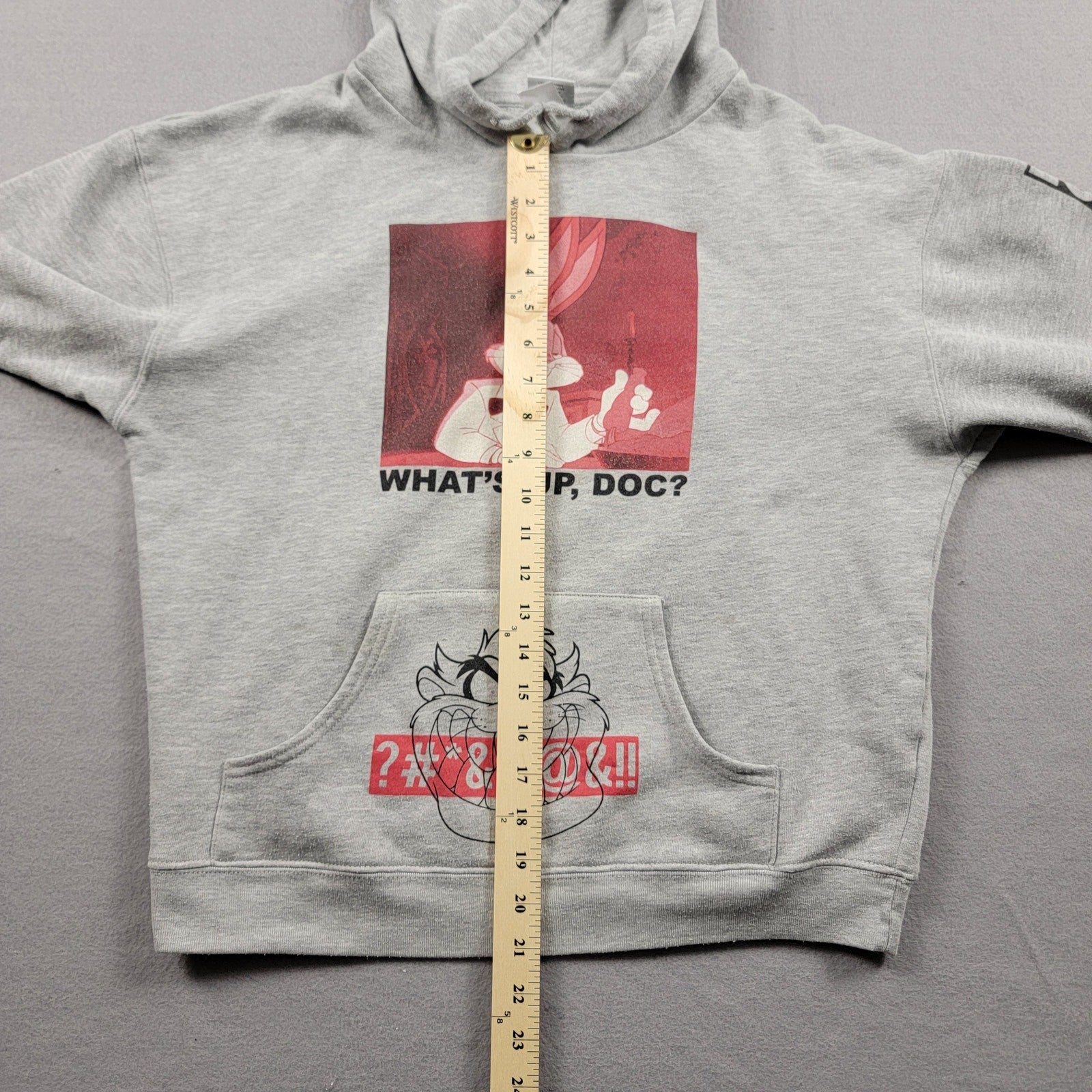Looney Tunes Bugs Bunny Taz Hoodie Gray Mens M Used Graphic