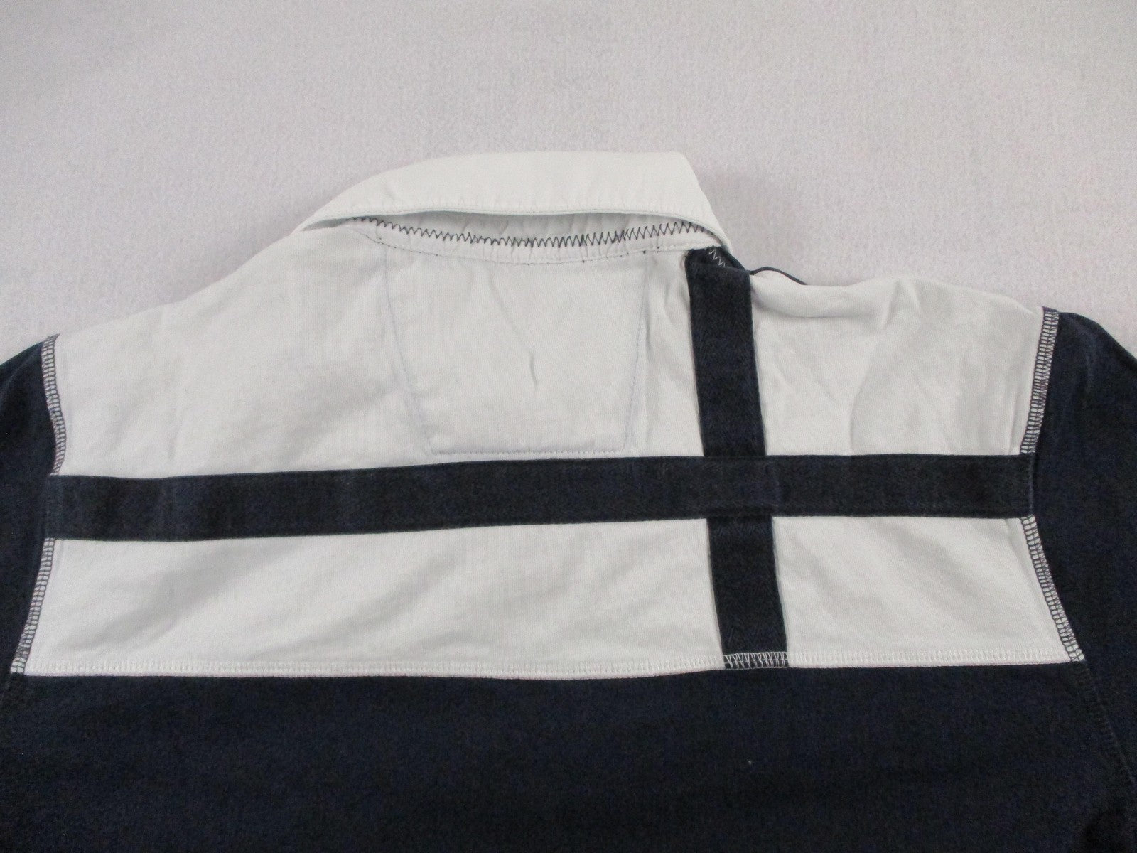 Nautica Polo Shirt Mens Medium Blue White Long Sleeve Colorblock Cotton Logo10