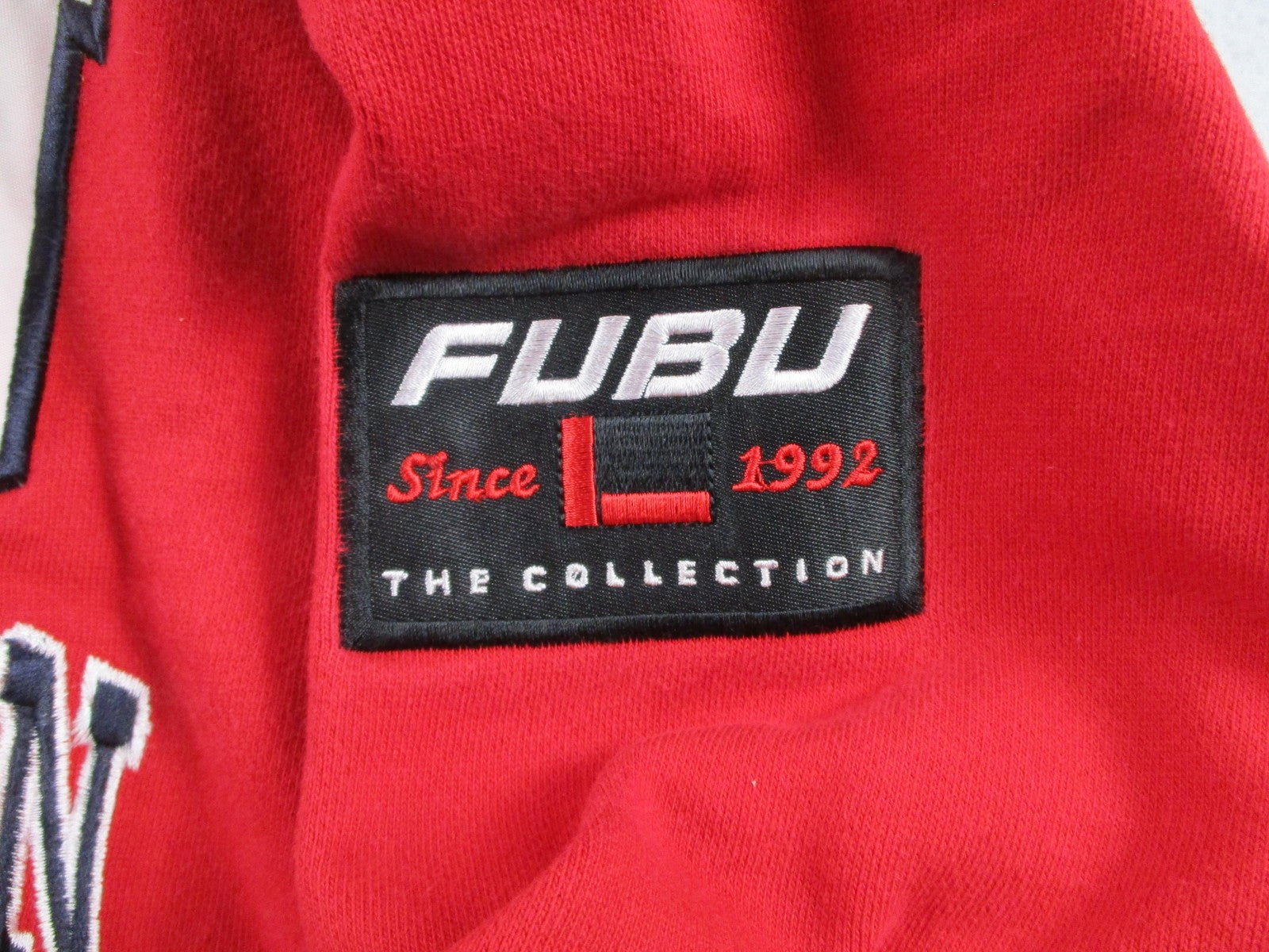 FUBU Hoodie Mens XL Red Pullover Fleece Sweatshirt Jeans Collection 05925