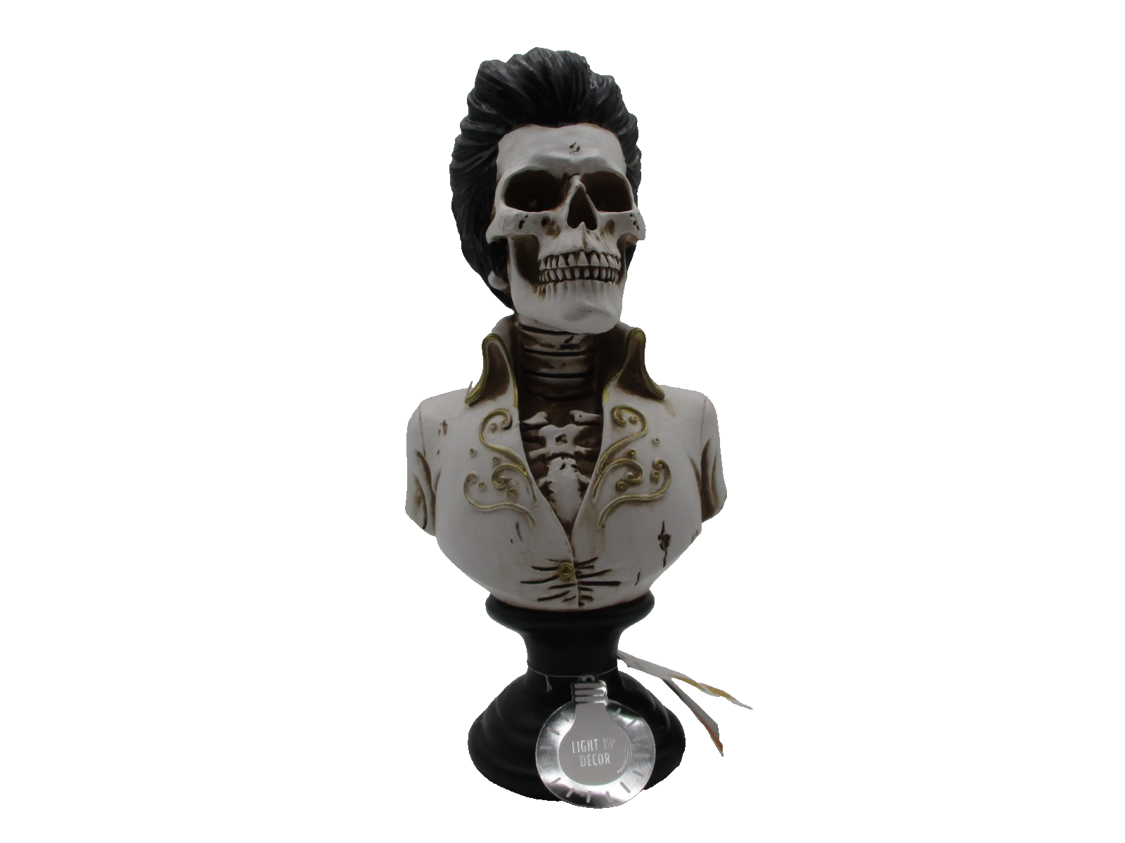 Elvis Skull BUST Light Up LED Eyes Halloween Statue New0