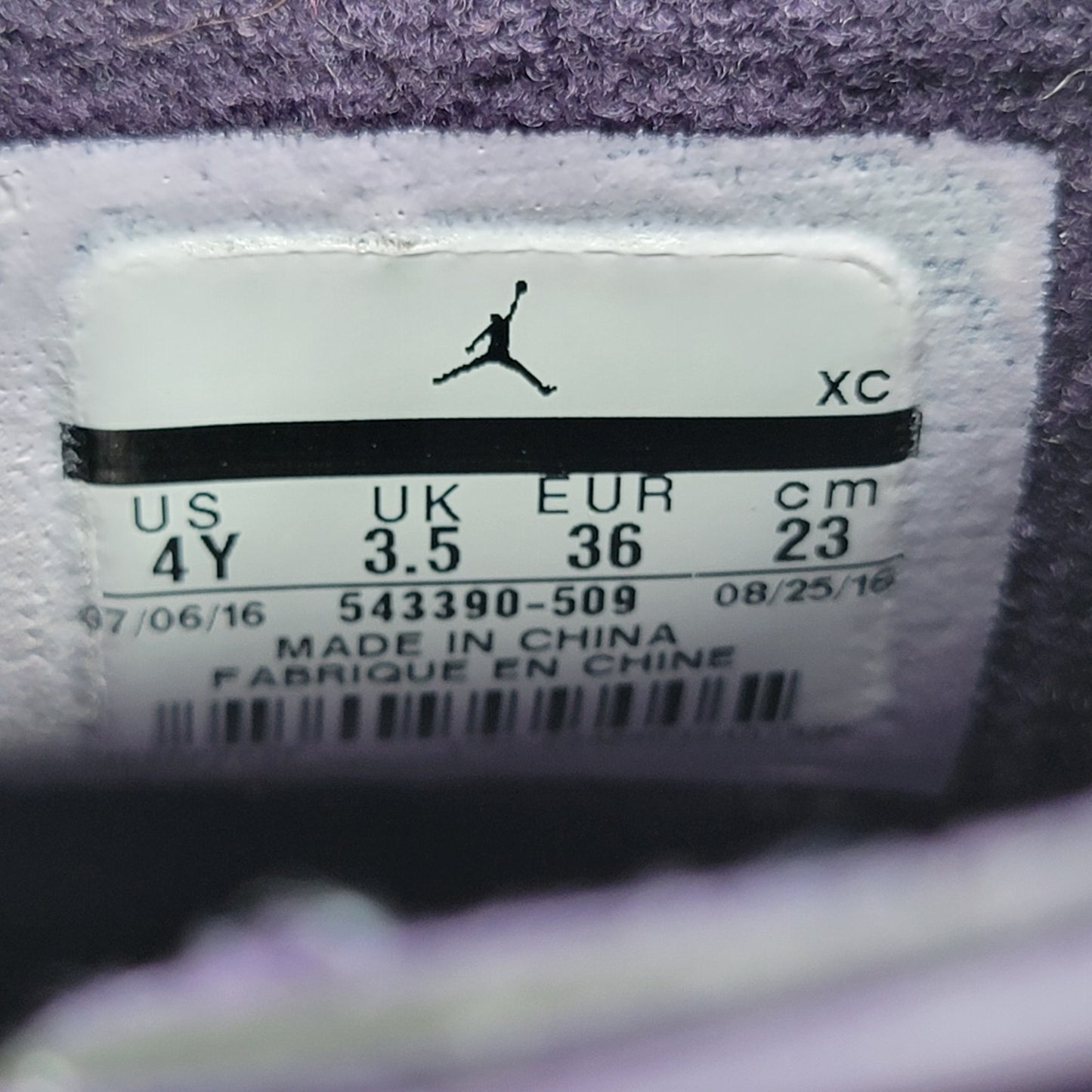 Air Jordan 6 Retro GS Purple Dynasty 4Y OG Box Lace Locks Preowned 2016 Girls VG7