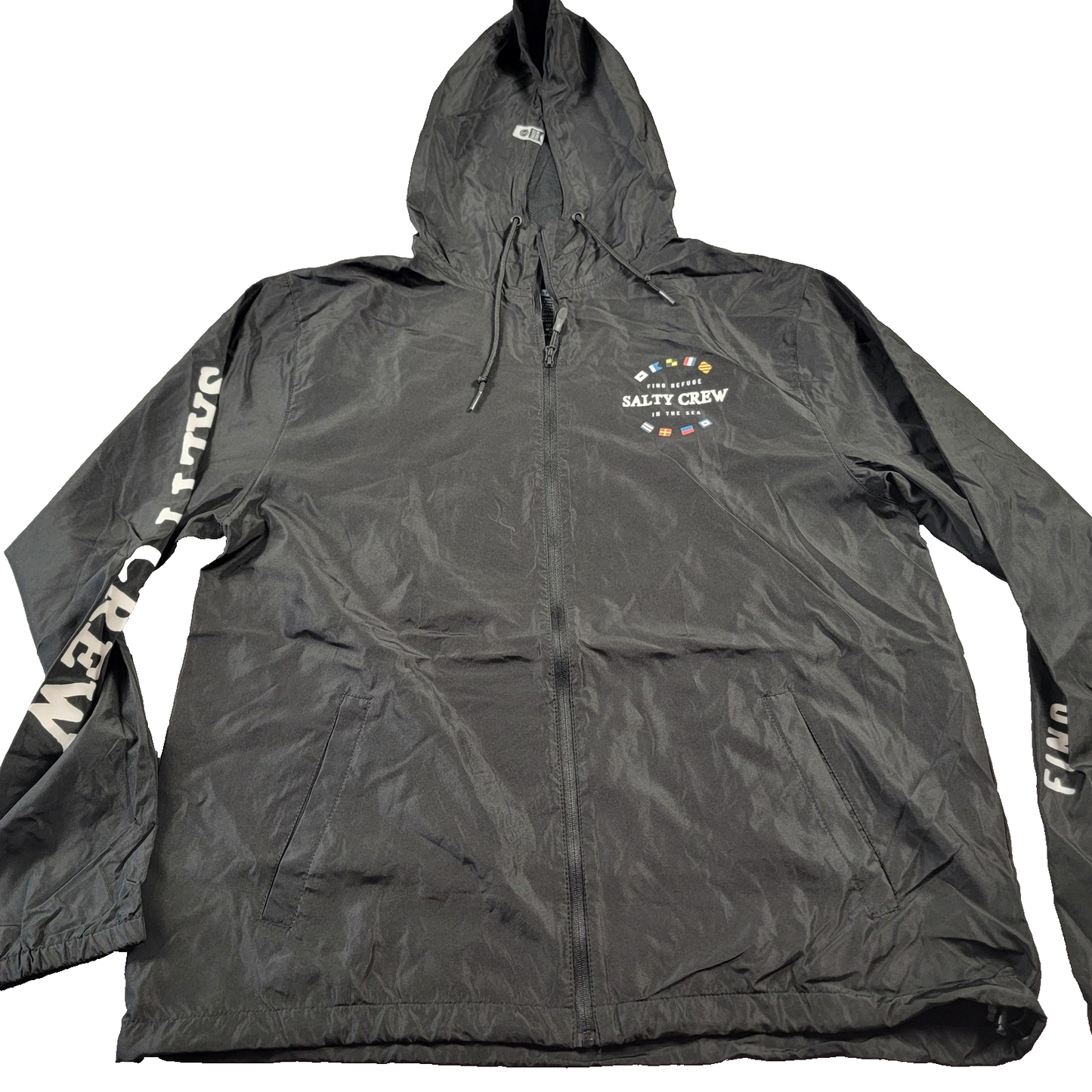 2 Pack Bundle Salty Crew Jacket Mens XL Black Hooded Windbreakers