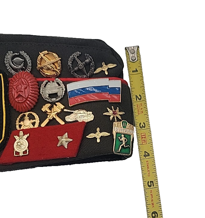 Soviet Military Pilotka Army Cap USSR Vintage Hat 33 Pins 4 Patches Militaria6