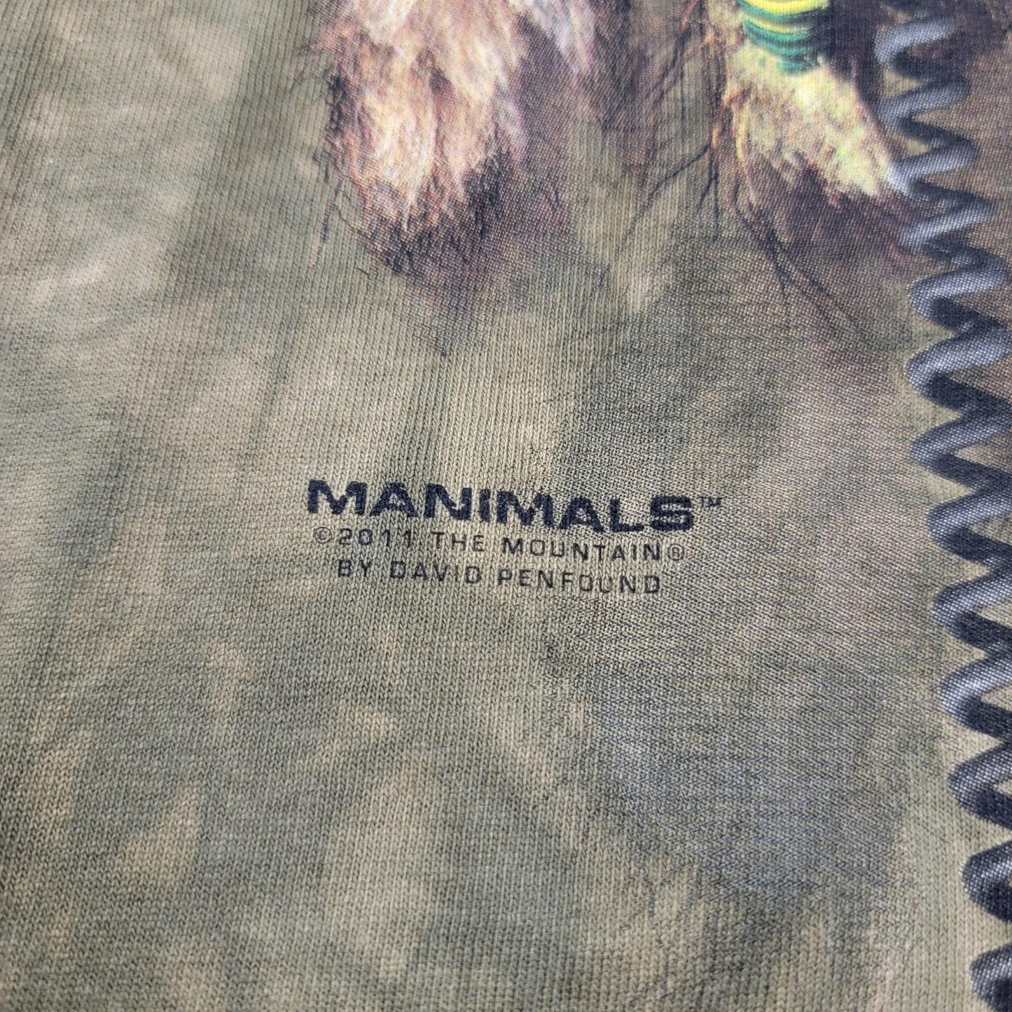 The Mountain 2 Pk Tees Men's XL Green Age of Dragon & Brown Rasta Lion
