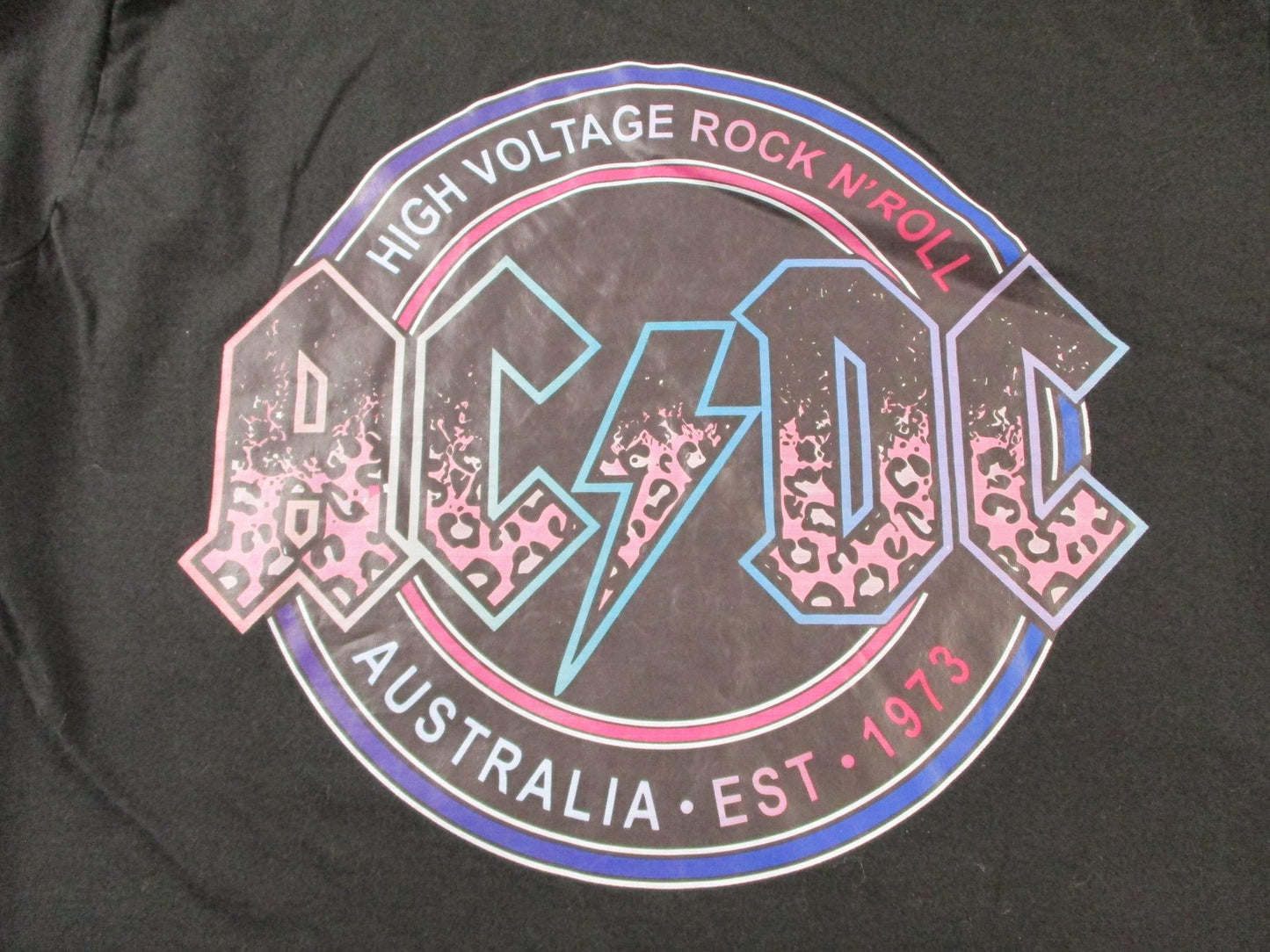 Shirt Womens Large Black AC/DC High Voltage Rock N Roll Band Graphic Tee 15786