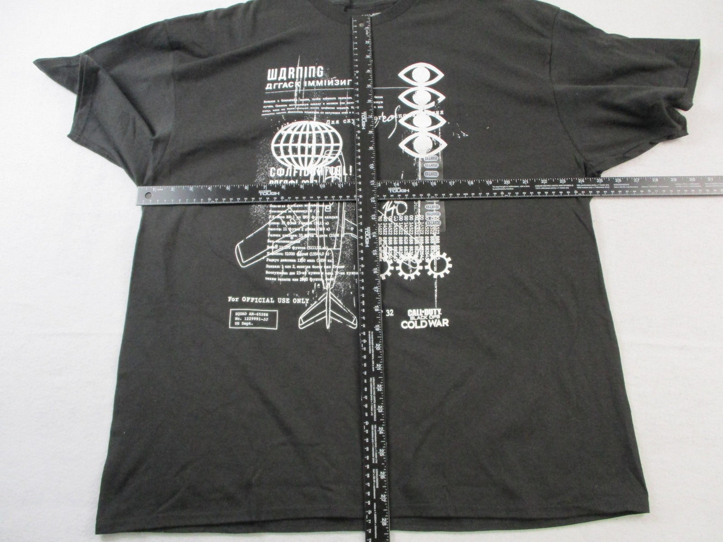 Call of Duty Black Ops Cold War Warning Spy Graphic Tee Black Mens 2XL 1535364