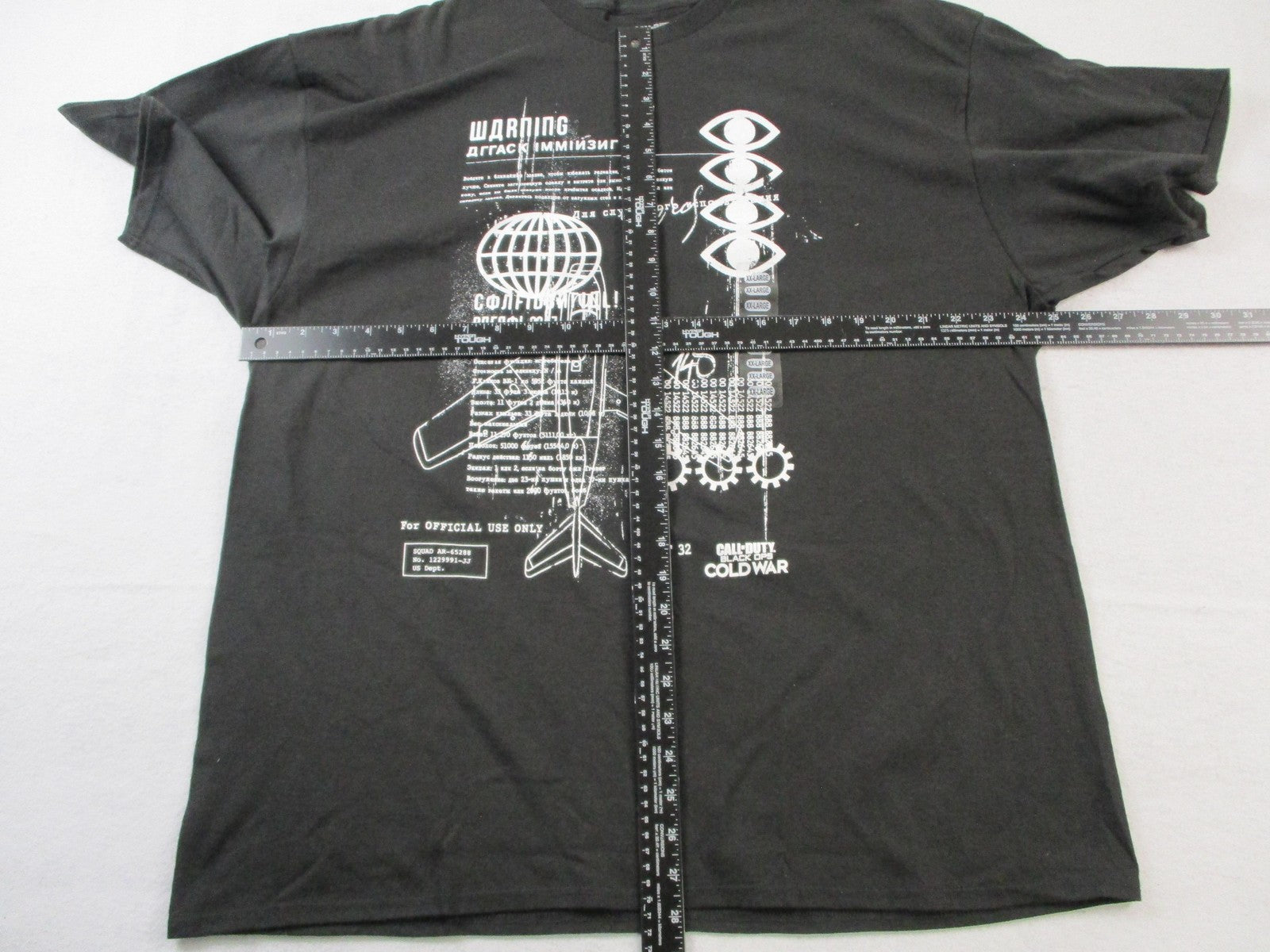Call of Duty Black Ops Cold War Warning Spy Graphic Tee Black Mens 2XL 1535364