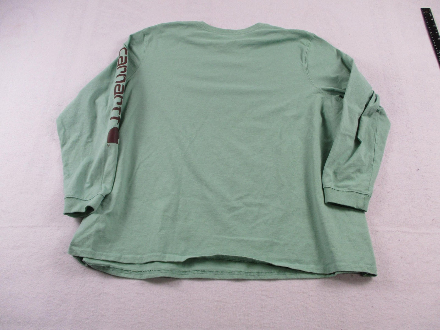 Carhartt Shirt Womens 3X Green Loose Fit Long Sleeve Logo Graphic Work Tee9