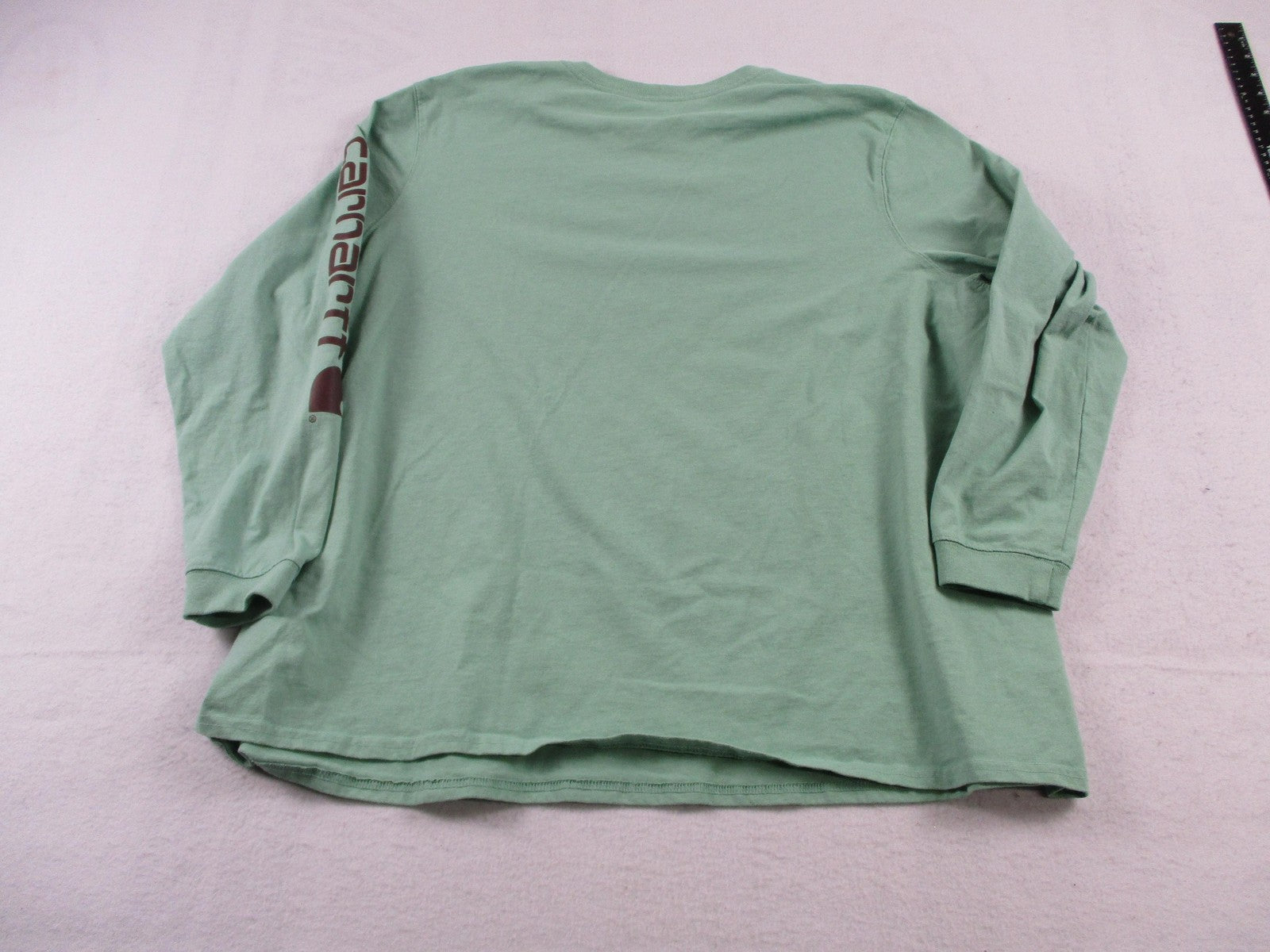 Carhartt Shirt Womens 3X Green Loose Fit Long Sleeve Logo Graphic Work Tee9