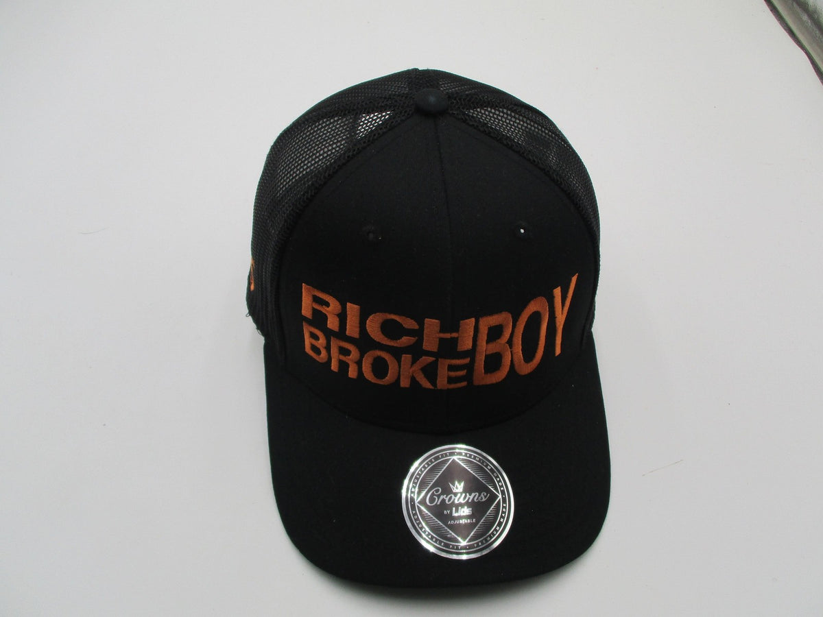 Crowns By Lids Hat Cap Snap Back Mens One Size Black Rich Broke Boy Trucker Mesh8