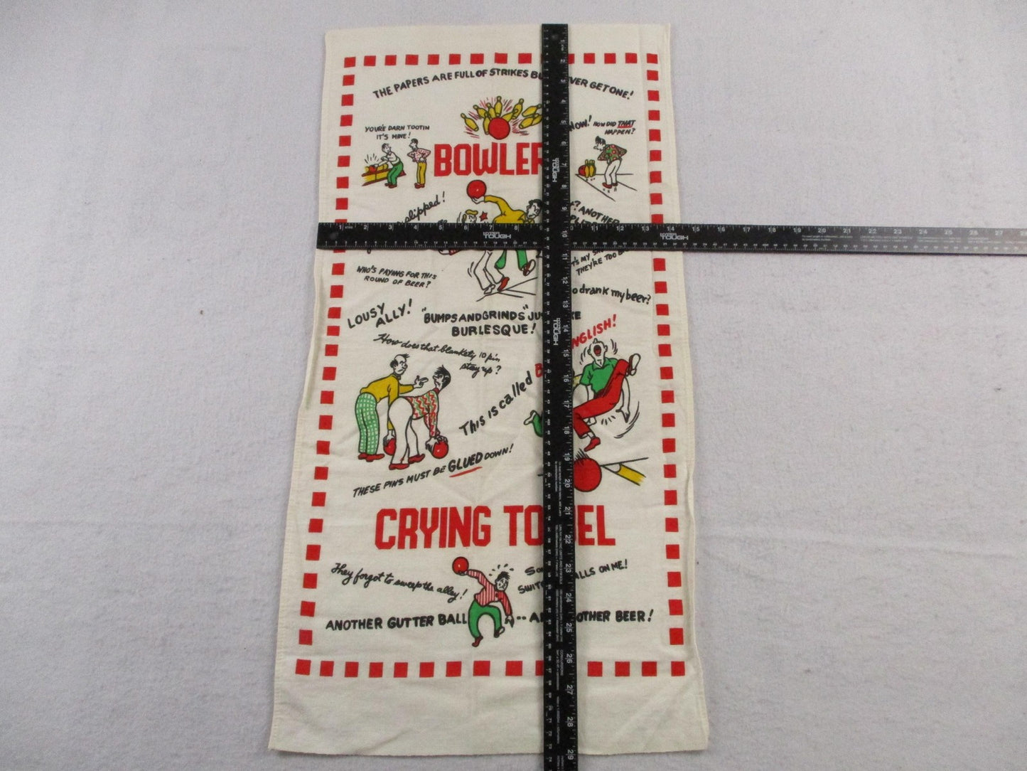 Bowler's Crying Towel Multicolor Cotton Retro Bowling Kitchen Tea Towel Humor10