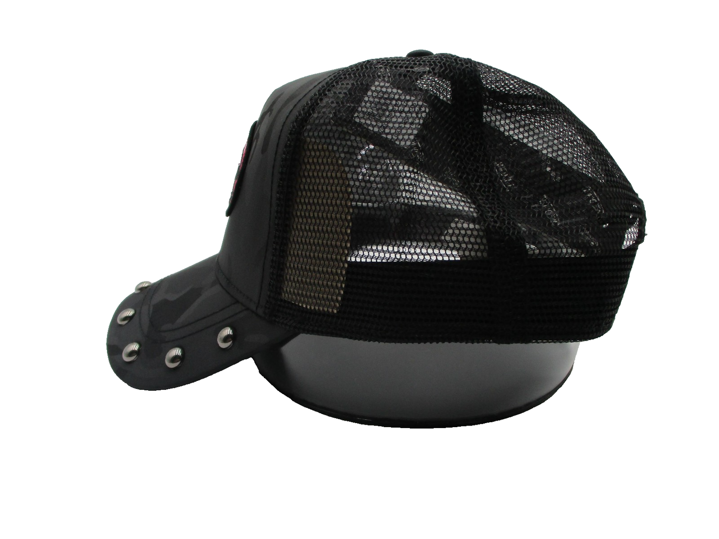 Von Dutch Hat Cap Snap Back One Size Black Pink Studded Trucker Mesh Mens2