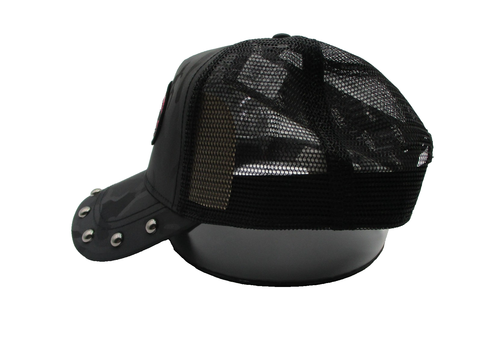 Von Dutch Hat Cap Snap Back One Size Black Pink Studded Trucker Mesh Mens2