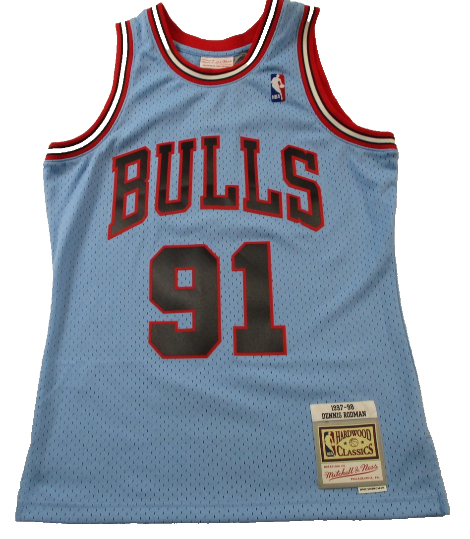 Chicago Bulls Basketball Jersey Mens Small Blue Dennis Rodman Mitchell Ness 14930