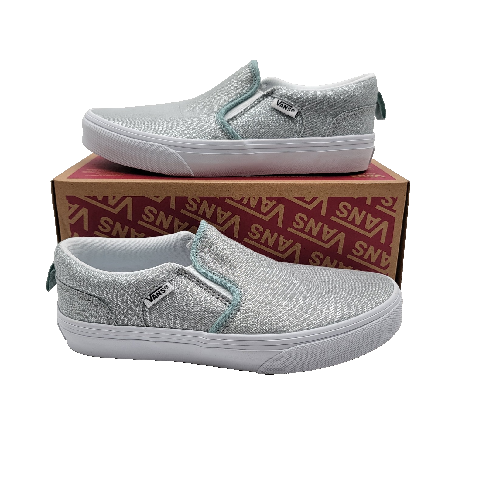 NEW Vans Asher Glimmer Gray Mist Slip-on Girl's Youth Size 4 VN000C4HM8I NIB0