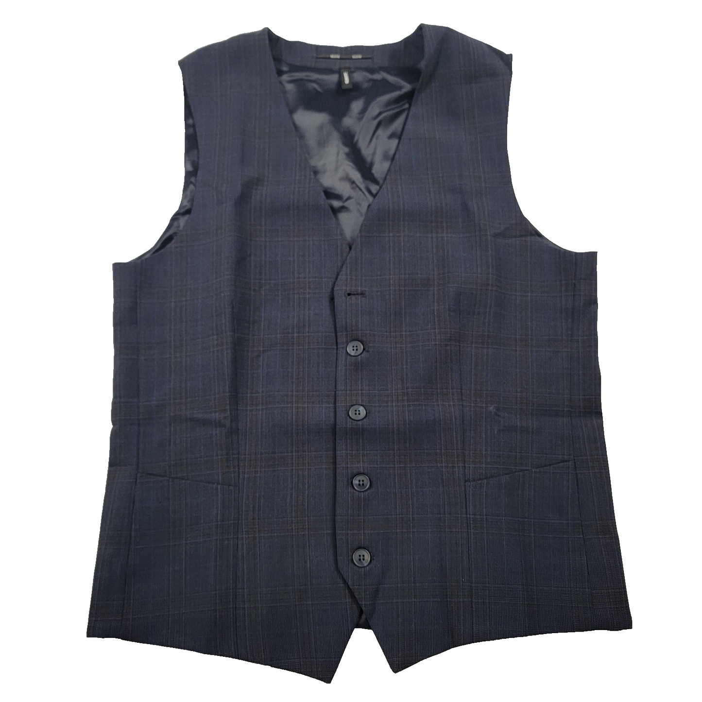 Selected Homme Vest Dark Navy Check Slim Fit Elon Waistcoat