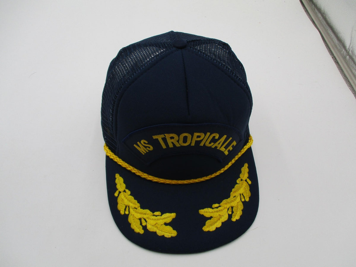 Vintage MS Tropicale Hat Cap Snap Back Mens One Size Blue Nautical Embroidered7