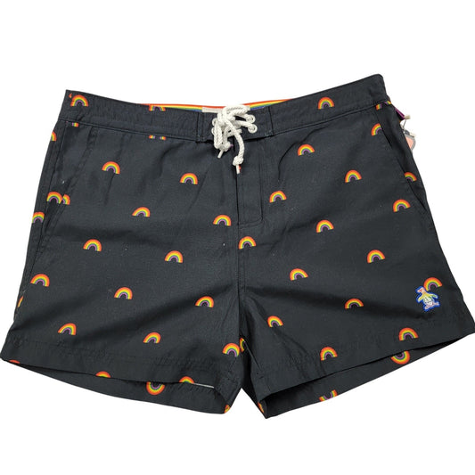 Original Penguin Pride Swim Trunks Men’s Size 31 Rainbow Print Dk Sapphire NWT0