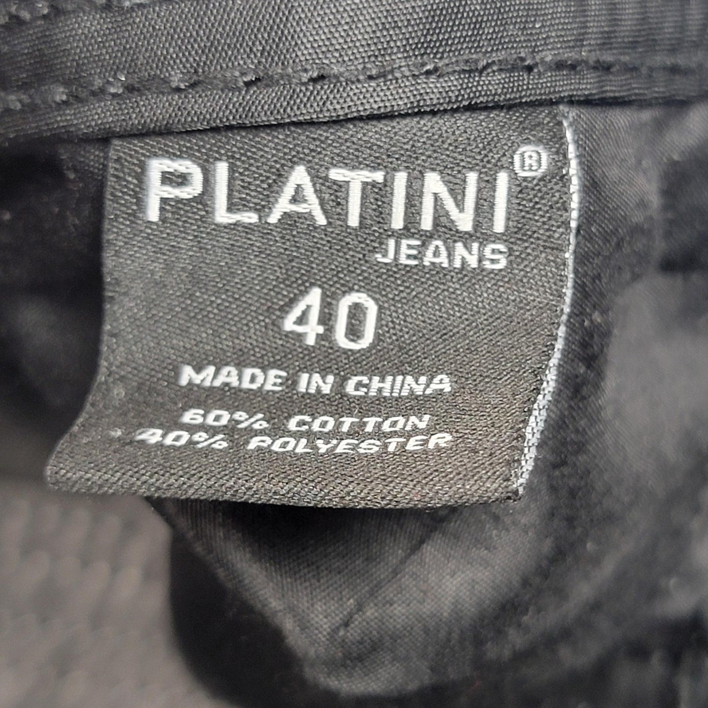 Platini Jeans Men 40 Black 5 Pocket Straight Leg Classic Casual Denim Pants 11983