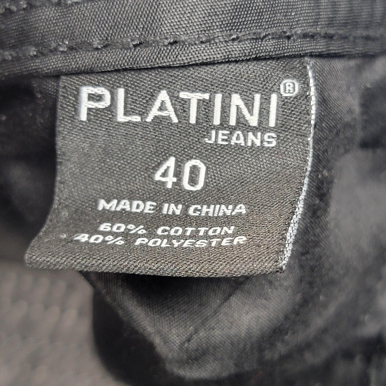 Platini Jeans Men 40 Black 5 Pocket Straight Leg Classic Casual Denim Pants 11983