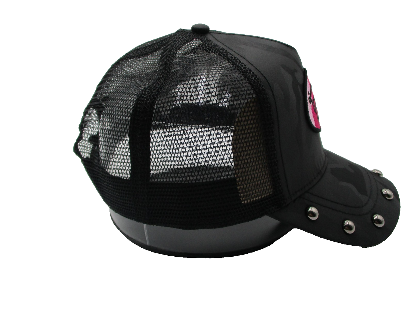 Von Dutch Hat Cap Snap Back One Size Black Pink Studded Trucker Mesh Mens4