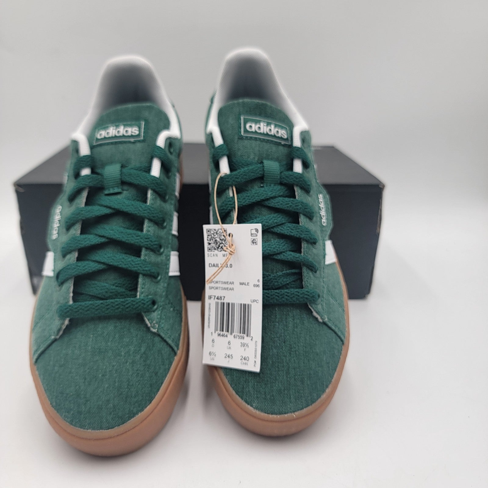 Adidas Daily 3.0 Men’s 6.5 Green White Gum Casual Sneakers IF7487 Skate Shoes2
