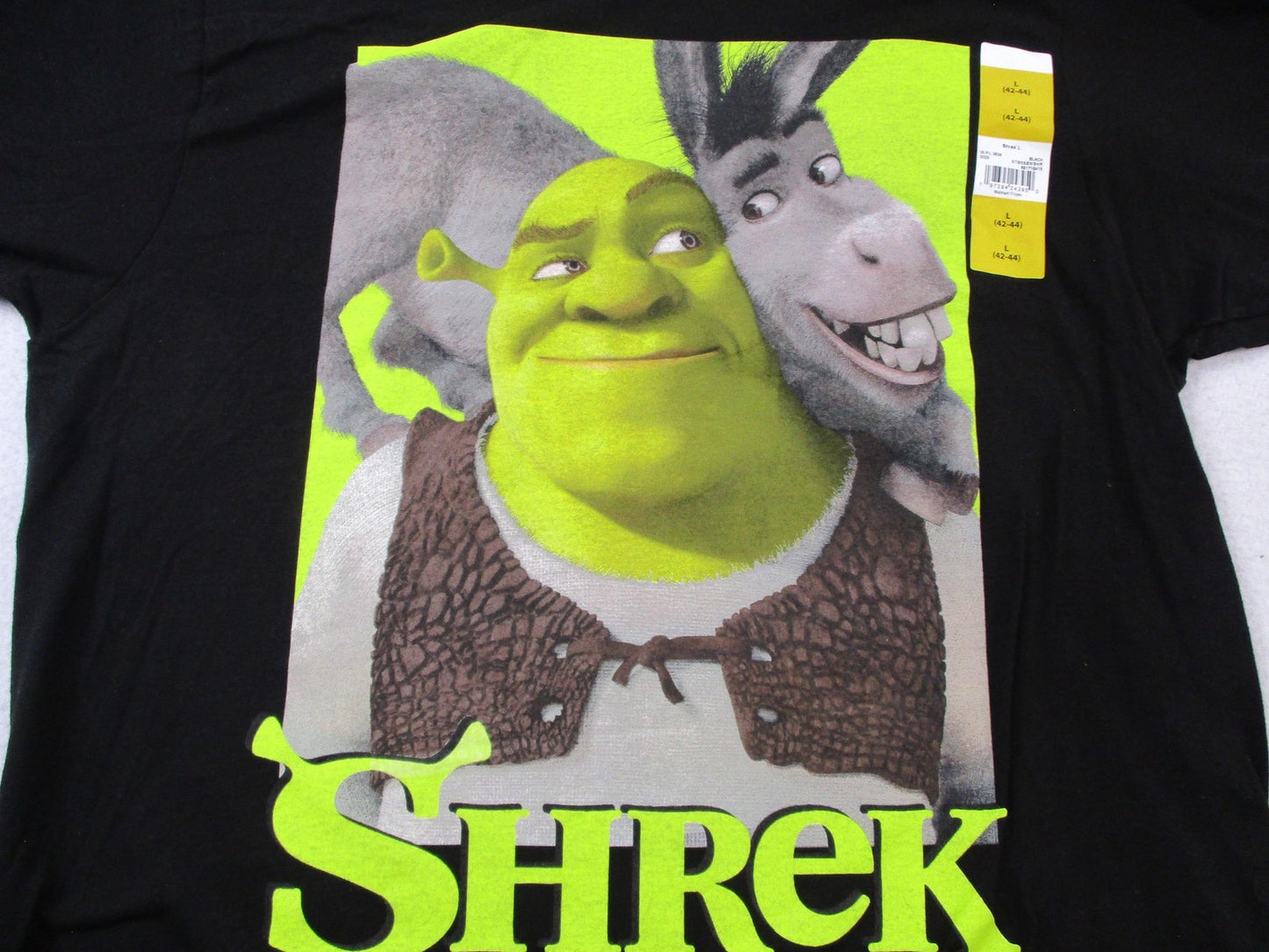 Shrek Shirt Mens Large Black Shrek & Donkey Graphic Movie Tee Tagless 1375762