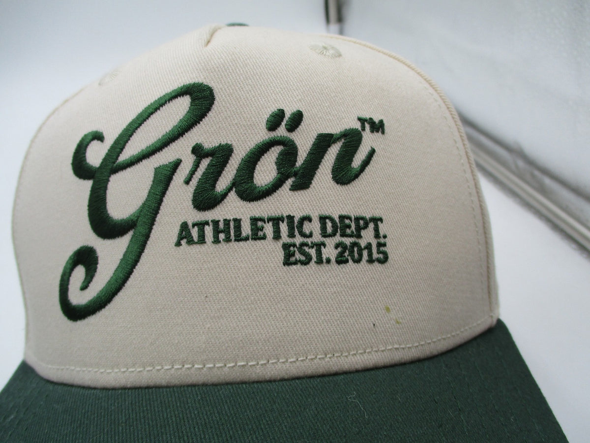 Gron Hat Cap Snap Back Mens One Size Beige Green Athletic Dept Twill Baseball2