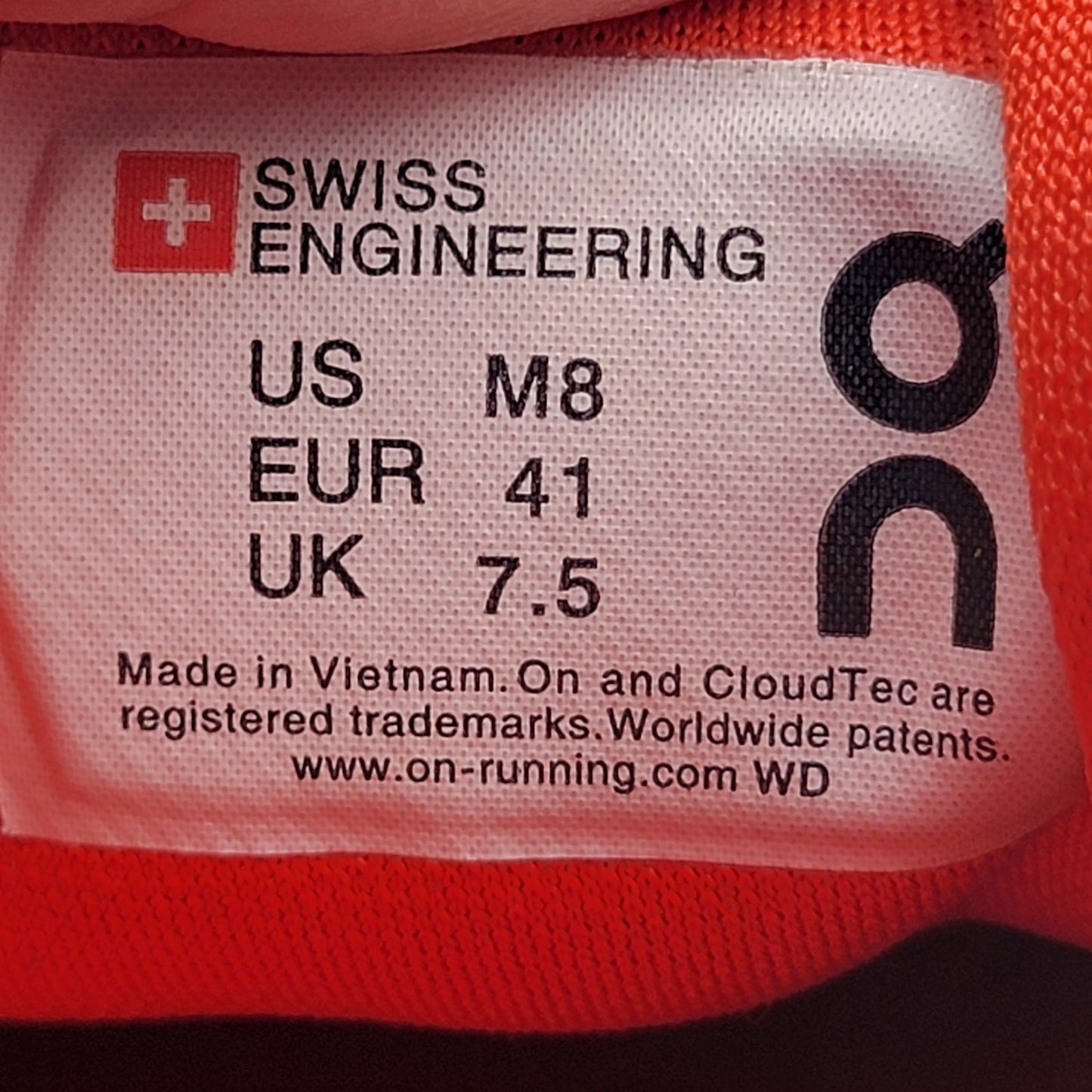 On Running Mens Cloud Pacific/Sunset Sz 8