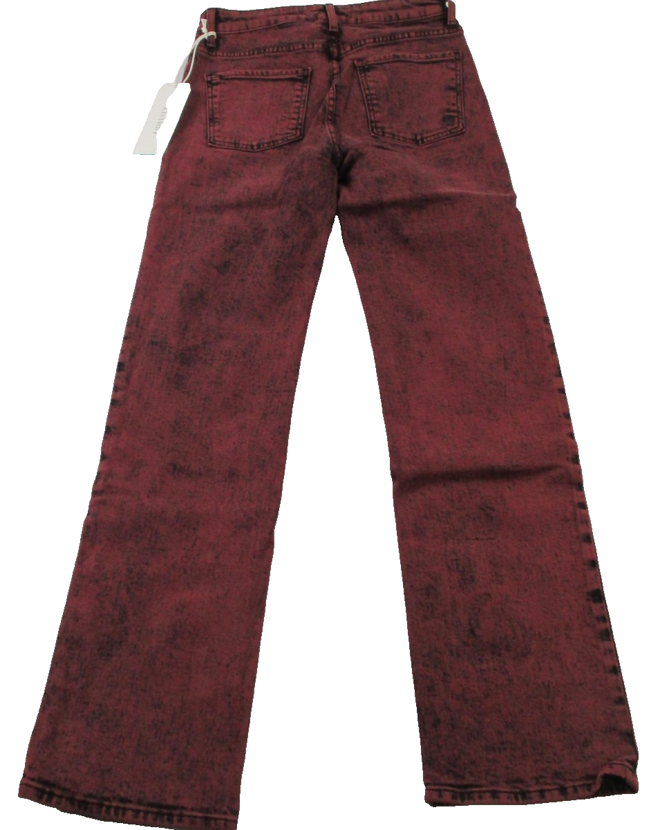 Fidelity Cali Jeans Womens 26 Red Lipstick High Rise Straight Acid Wash 14441