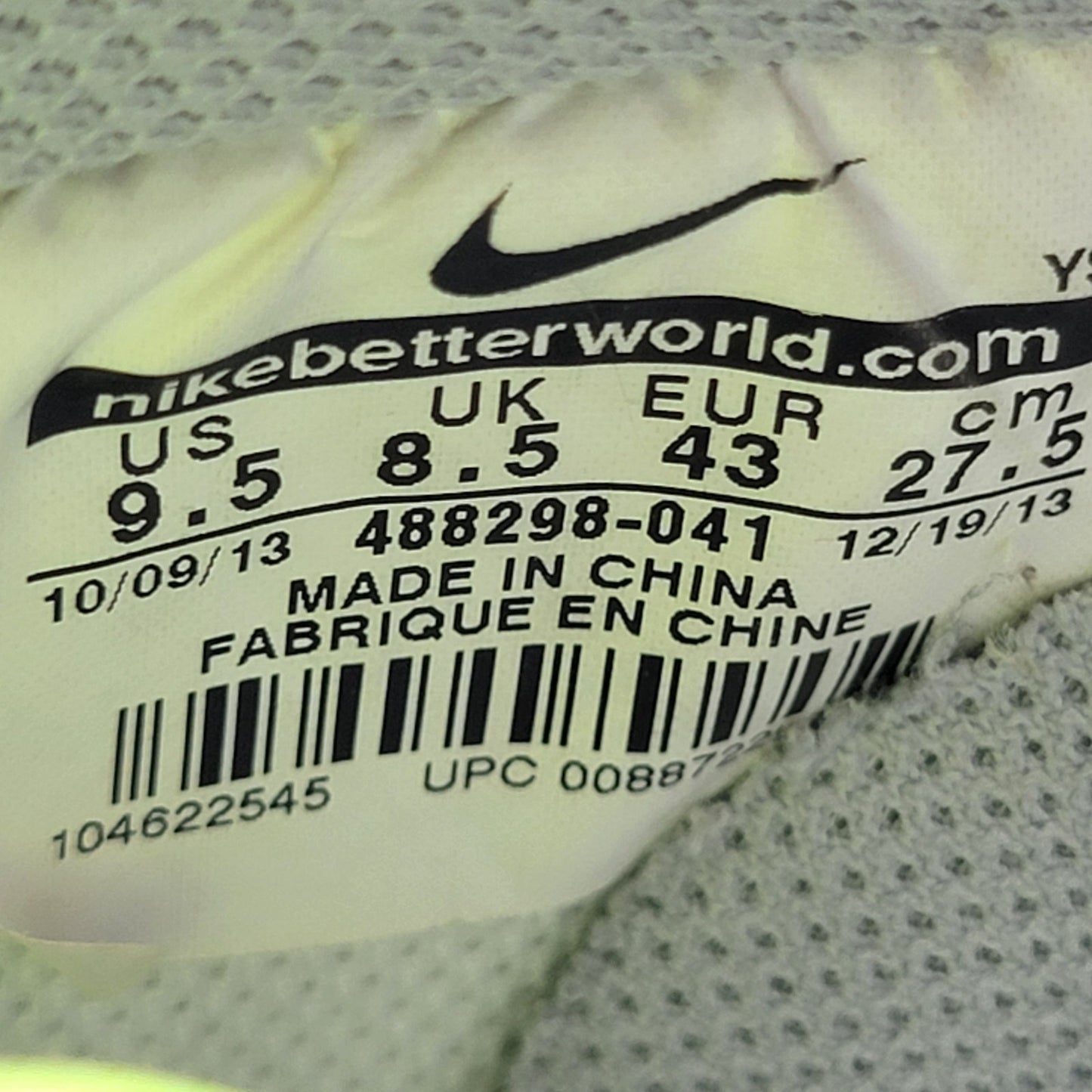 Nike Air Force 1 Low 'Elephant Volt' Mens Sz 9.5 488298 041