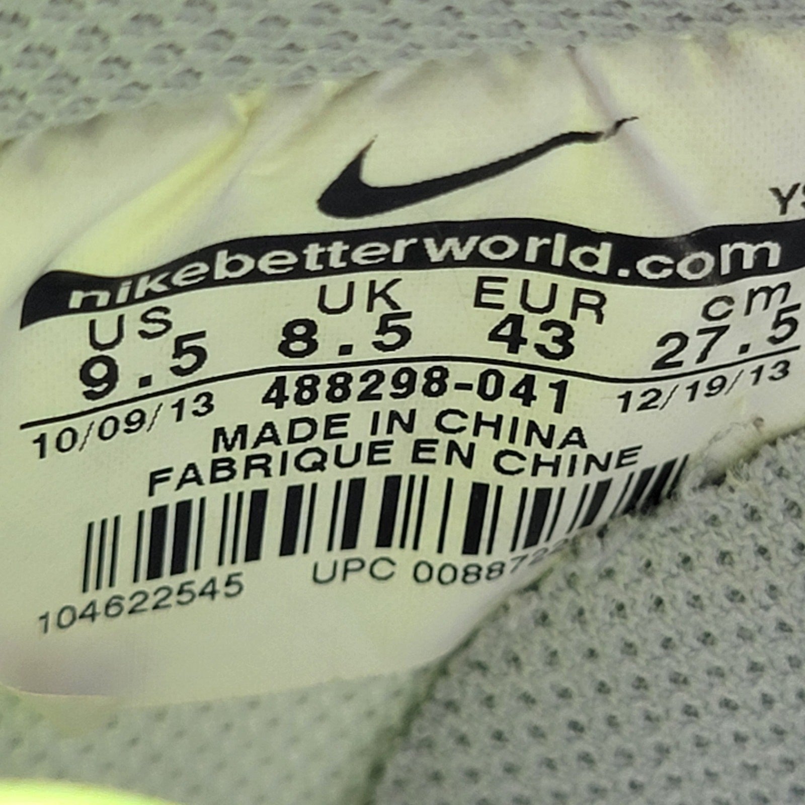 Nike Air Force 1 Low 'Elephant Volt' Mens Sz 9.5 488298 041