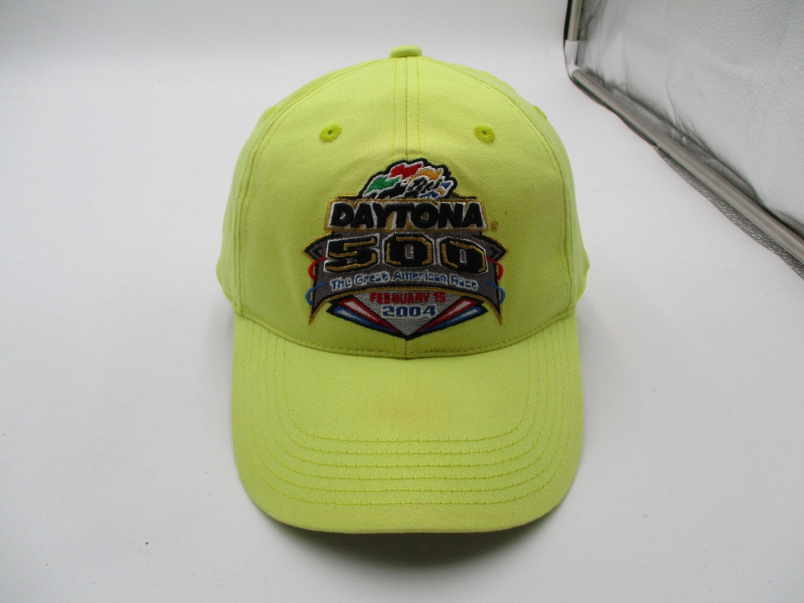 Vintage Daytona 500 Hat Cap Snap Back One Size Yellow NASCAR Twins Enterprise0