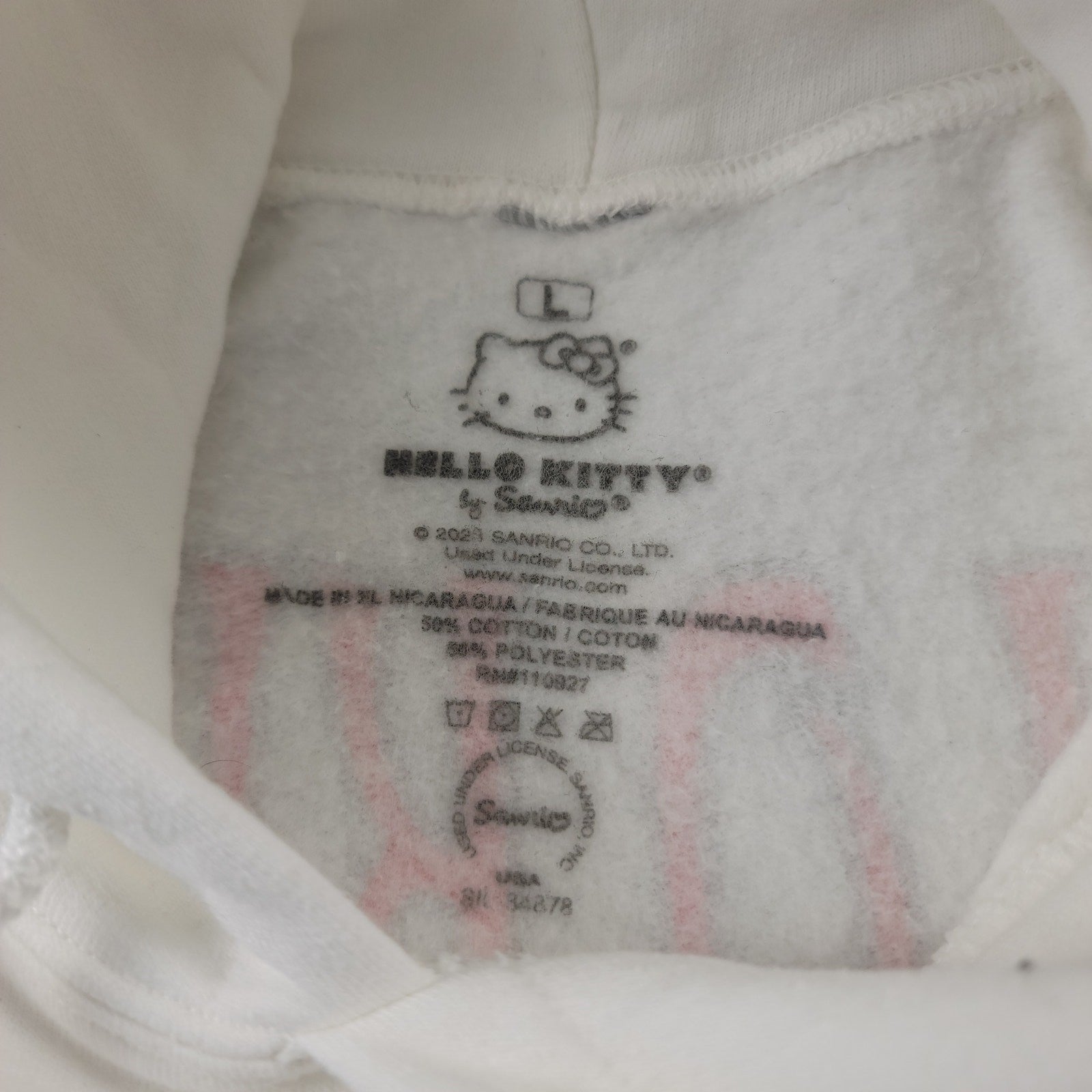 Hello Kitty Sanrio Unisex Hoodie White Sz L