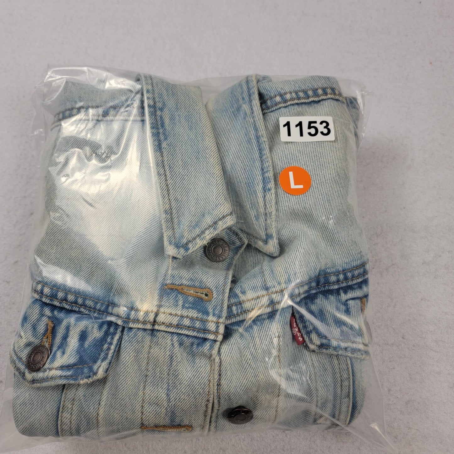 Levi Strauss Jacket Womens Lg Denim Trucker Distressed Button Up 299450009 11538