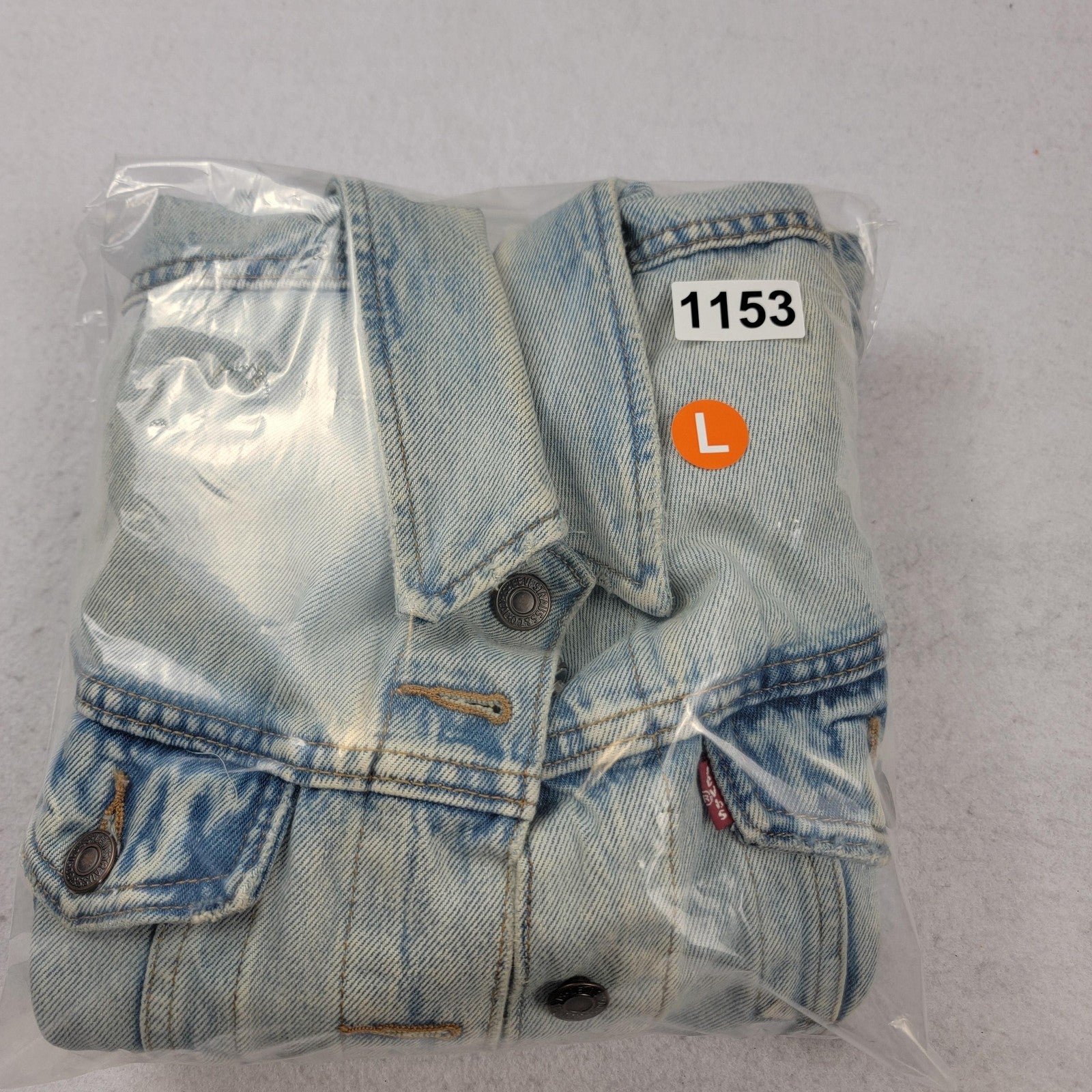 Levi Strauss Jacket Womens Lg Denim Trucker Distressed Button Up 299450009 11538