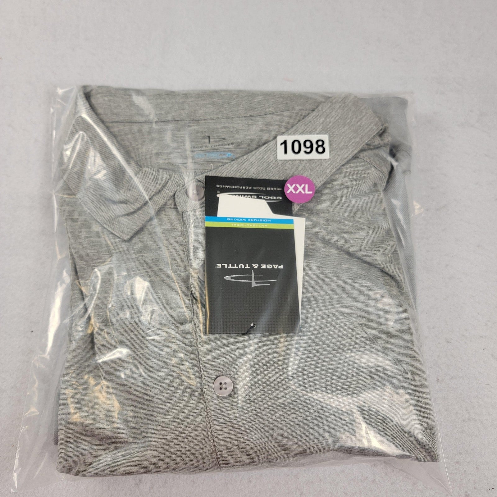 Page & Tuttle + Members Mark Polo Shirt Men 2XL Gray Micro Tech Performance 109811