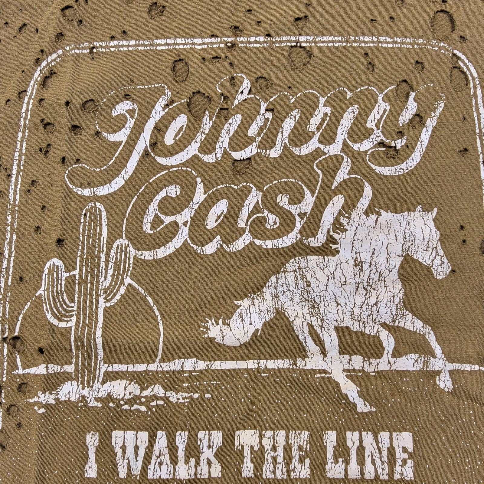 Buckle x Johnny Cash Distressed Mens Tshirt Brown Sz M3