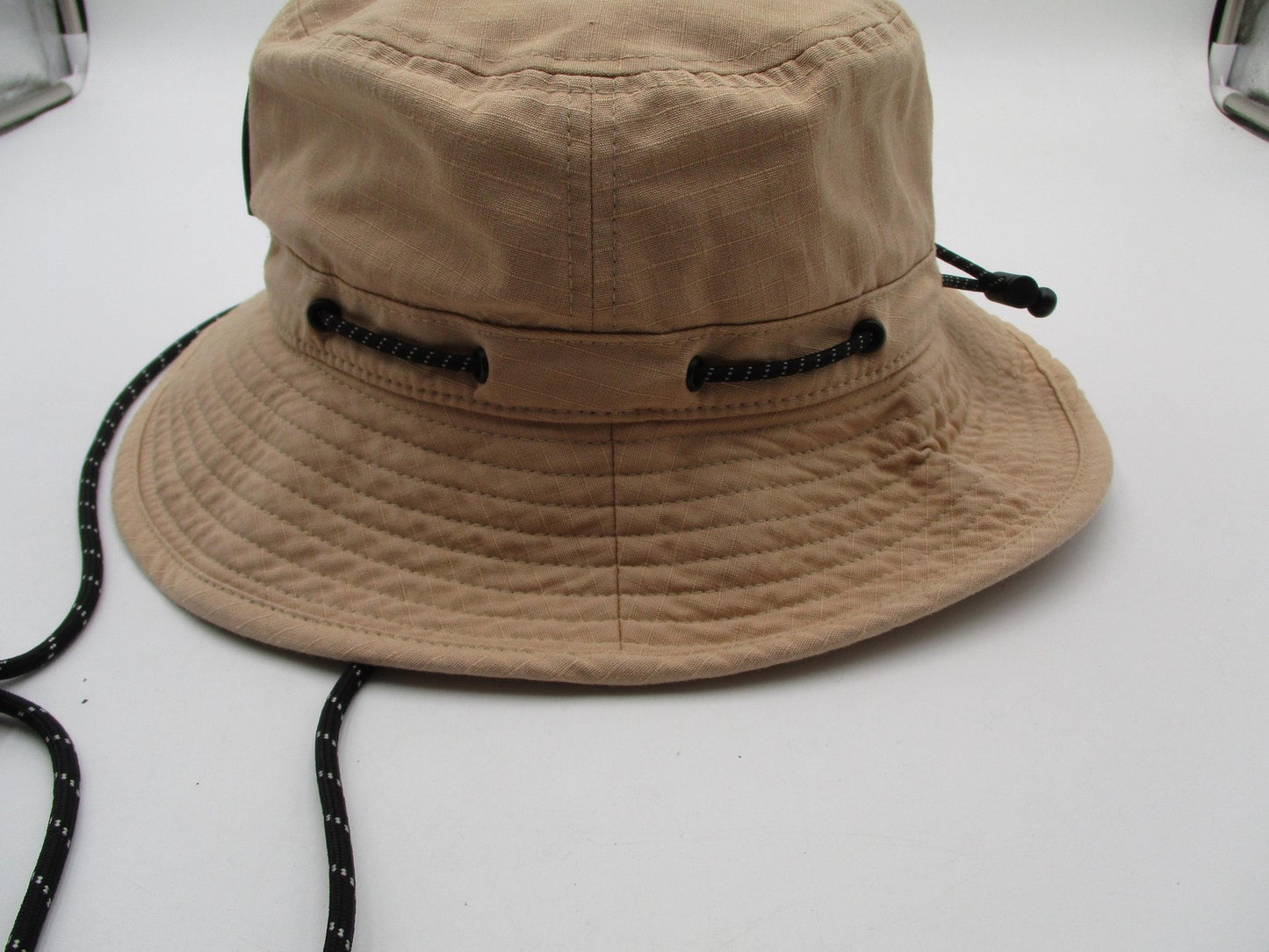 Adidas Hat Cap Bucket Mens One Size Beige Canvas Trefoil Logo Outdoor Hiking3