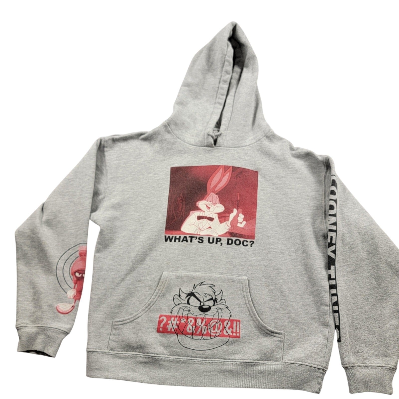 Looney Tunes Bugs Bunny Taz Hoodie Gray Mens M Used Graphic