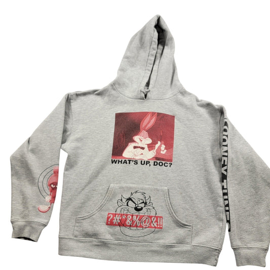 Looney Tunes Bugs Bunny Taz Hoodie Gray Mens M Used Graphic